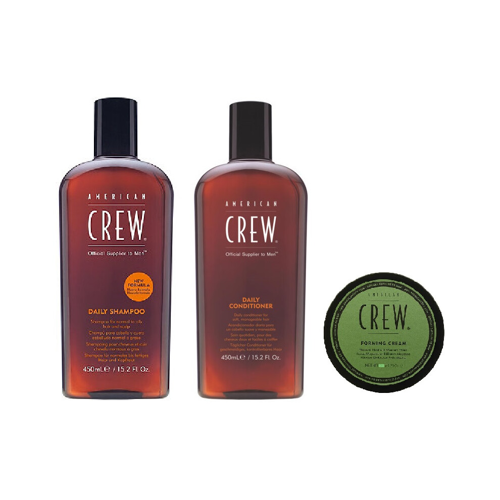 American Crew Daily Moisturizing Shampoo 450ml, Conditioner 450ml and Forming Cream 85g