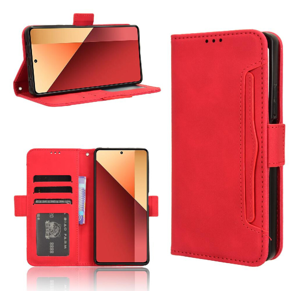 (Red) Case For Xiaomi Mi Note 13 Pro 4G Adjustable Detachable Card Holder Magnetic Closure Leather Wallet Cover Red 764762588908
