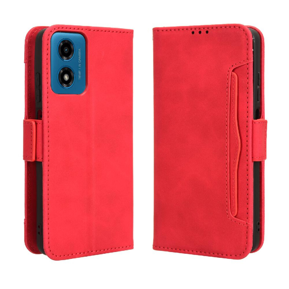 (Red) Case For Motorola Moto G04/G24 Magnetic Closure Leather Wallet Cover Adjustable Detachable Card Holder Red 764762589158