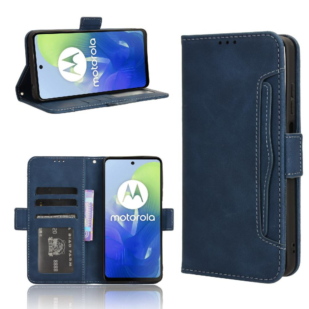 (Blue) Case For Motorola Moto G04/G24 Magnetic Closure Leather Wallet Cover Adjustable Detachable Card Holder Blue 764762589172