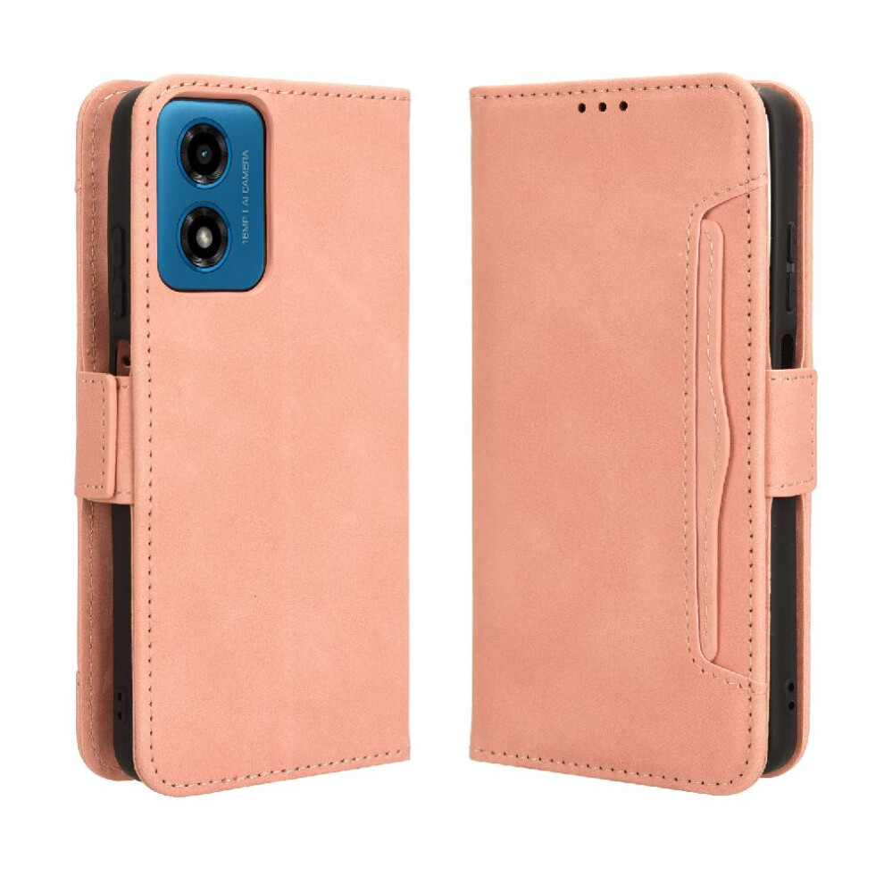 (Pink) Case For Motorola Moto G04/G24 Magnetic Closure Leather Wallet Cover Adjustable Detachable Card Holder Pink 764762589165