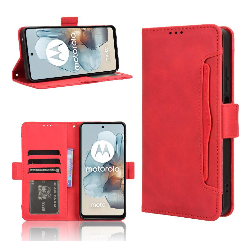 (Red) Case For Motorola Moto G34 5G Leather Wallet Cover Magnetic Closure Adjustable Detachable Card Holder Red 764762589202