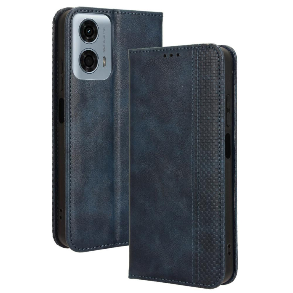 (Blue) Case For Motorola Moto G34 5G Wallet Magnetic Closure Pu Leather Blue 764762589646