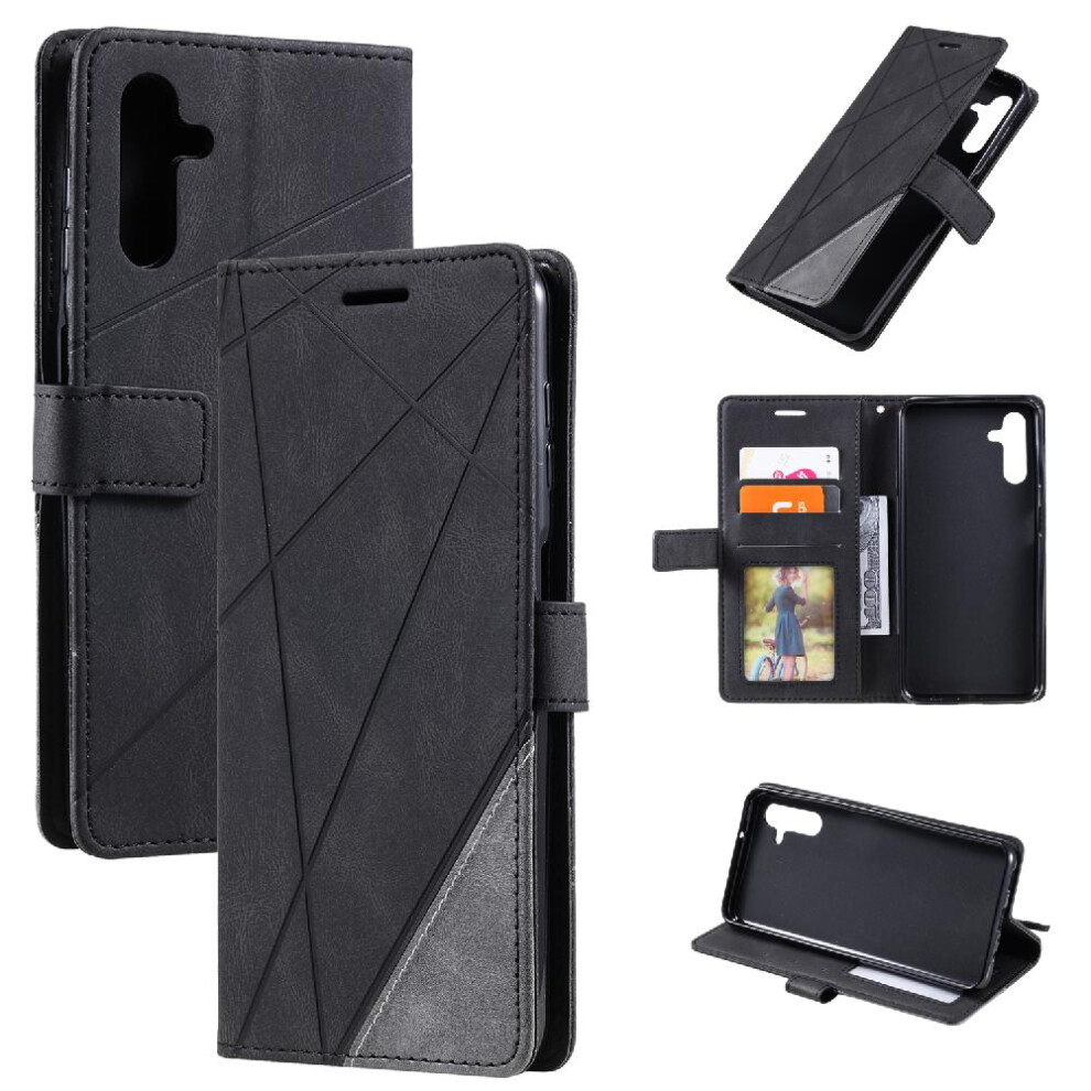 (Black) Case For Samsung Galaxy A05S Shockproof Card Holder Kickstand PU Leather Magnetic Wallet Flip Folio