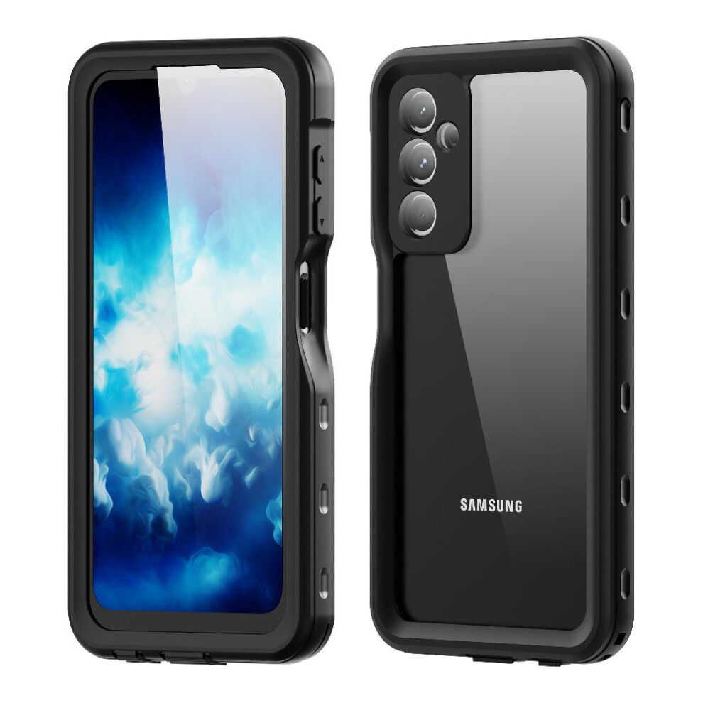 (Black) Case For Samsung Galaxy A25 5G In Screen Protector Waterproof Built 12Ft Military Shockproof Ip68 Waterproof Full Black 764762590932