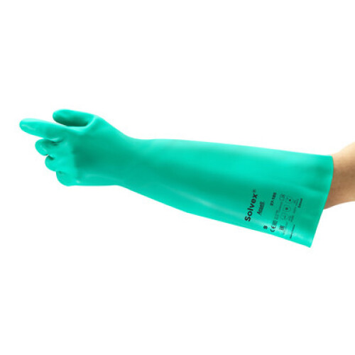 ANSELL ALPHATEC SOLVEX 37-185 GAUNTLET GLOVES GREEN M