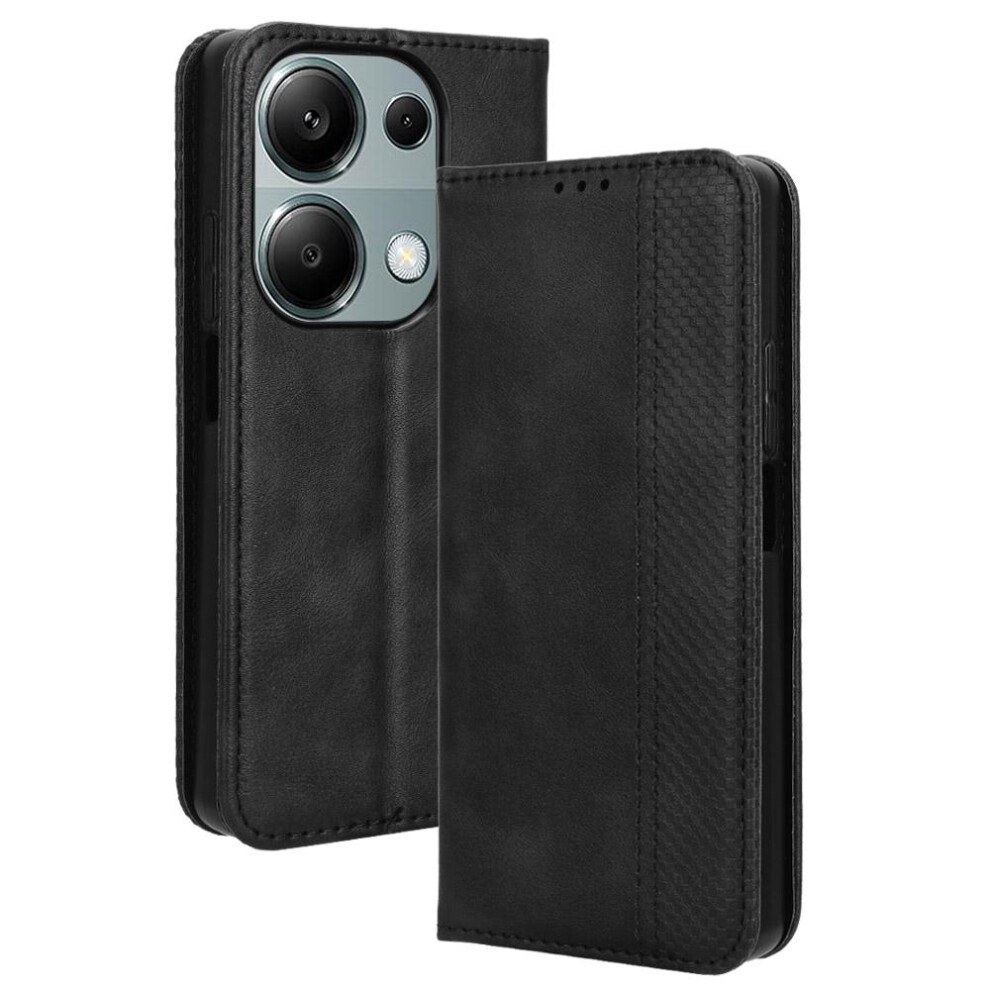 (Black) Case For Xiaomi Redmi Note 13 Pro 4G Pu Leather Wallet Magnetic Closure Black 764762591618