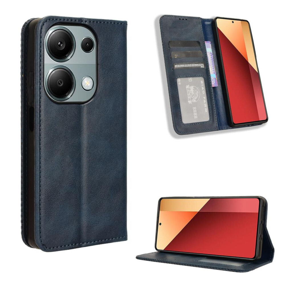 (Blue) Case For Xiaomi Redmi Note 13 Pro 4G Pu Leather Wallet Magnetic Closure Blue 764762591632