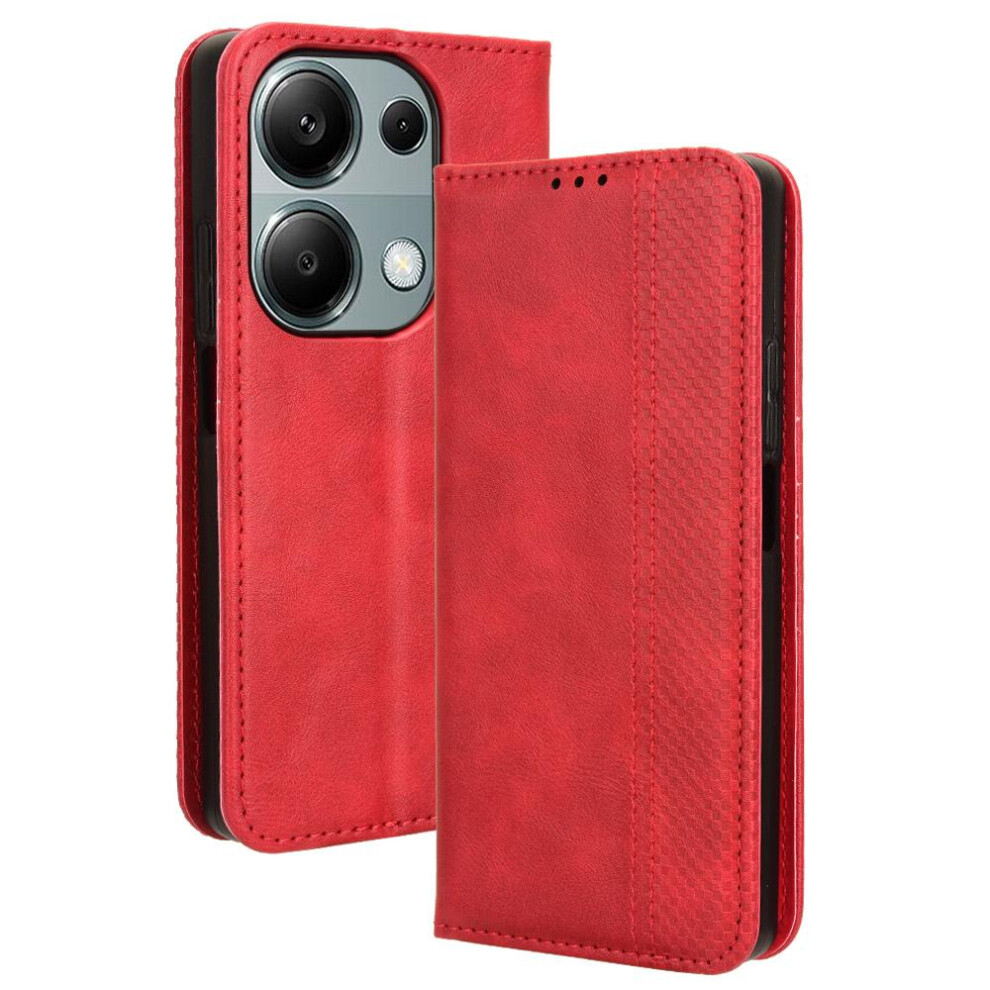 (Red) Case For Xiaomi Mi Note 13 Pro 4G Pu Leather Wallet Magnetic Closure Red 764762591625
