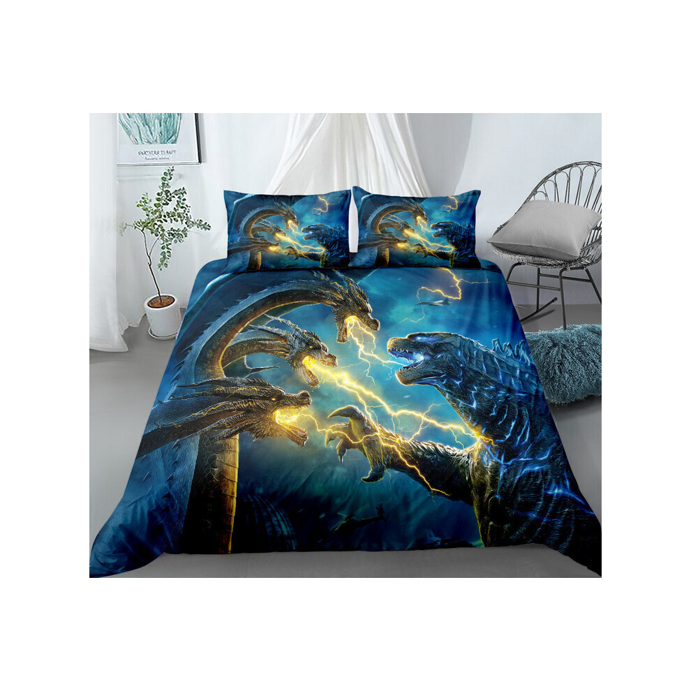 (Style 01, Double) Godzilla Bedding Single Double Duvet Cover Set UK