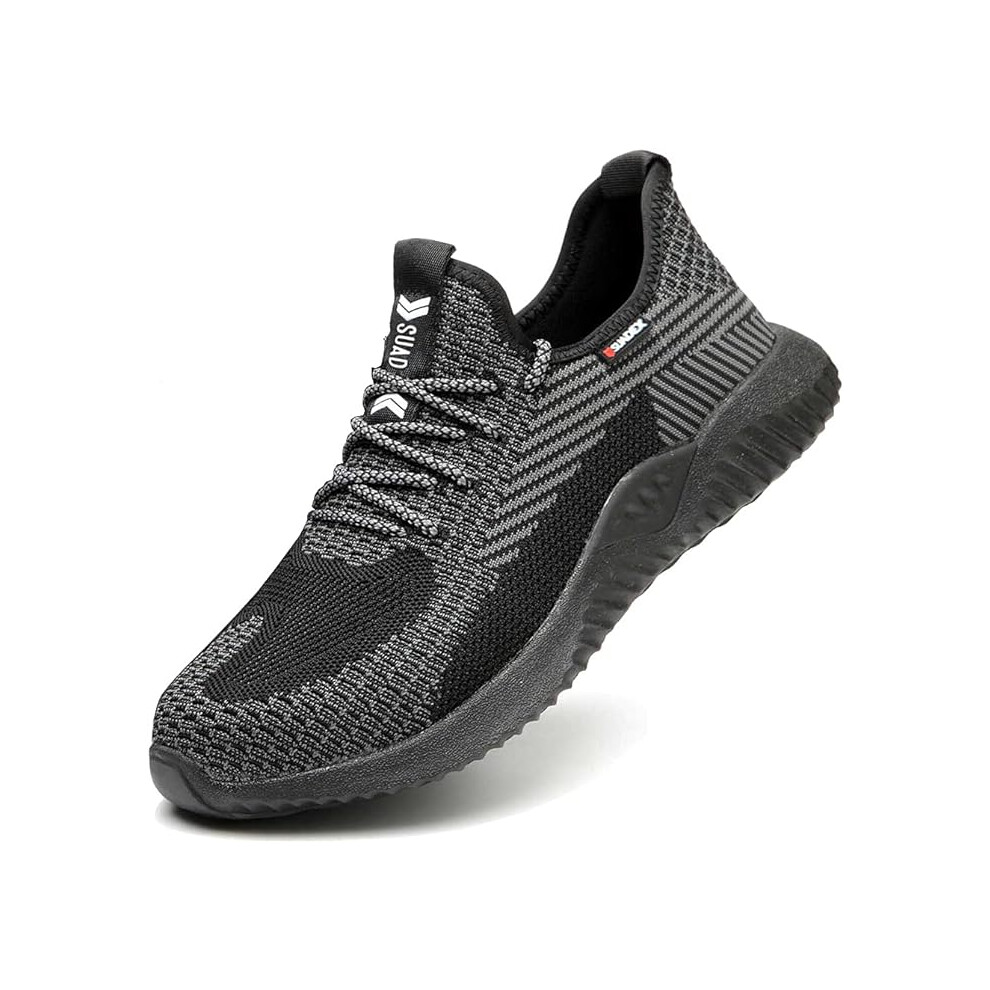 (Black, 8.5 UK (women's)) Mens Safety Shoes Steel Toe Cap Work Boots Women Lightweight Safety Trainers