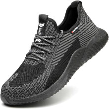 (Black, 7 UK (women's)) Mens Safety Shoes Steel Toe Cap Work Boots Women Lightweight Safety Trainers