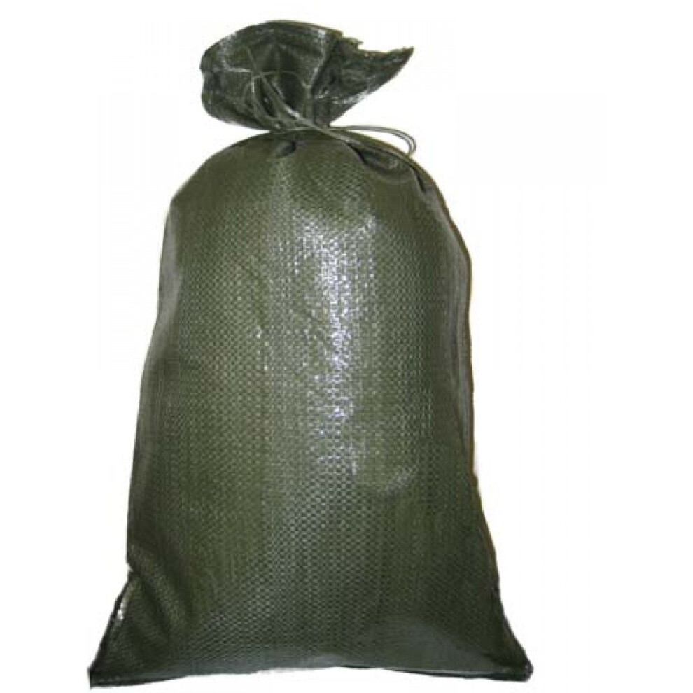 Pack of 100x Yuzet Green PP Sand Bags With Ties Flood Protection Sack Sandbag
