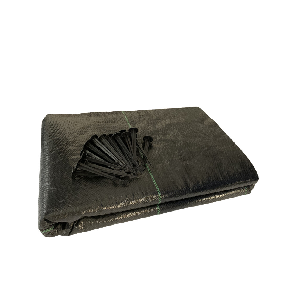 Yuzet 2M X 25M 100G Weed Control Ground Cover Fabric Driveway Membrane With Free Pegs