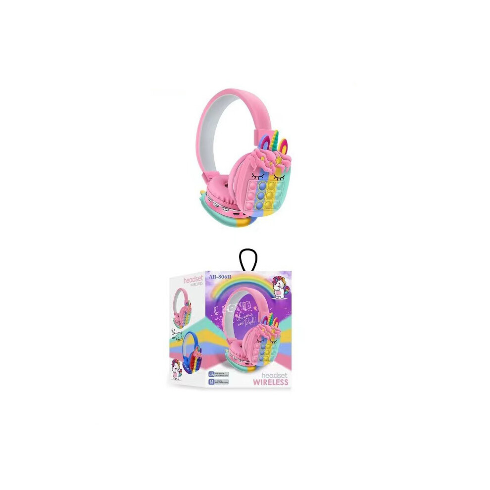 (Unicorn ) Kids Headset Cartoon Wireless Bluetooth Headphones Pink 6216101309223