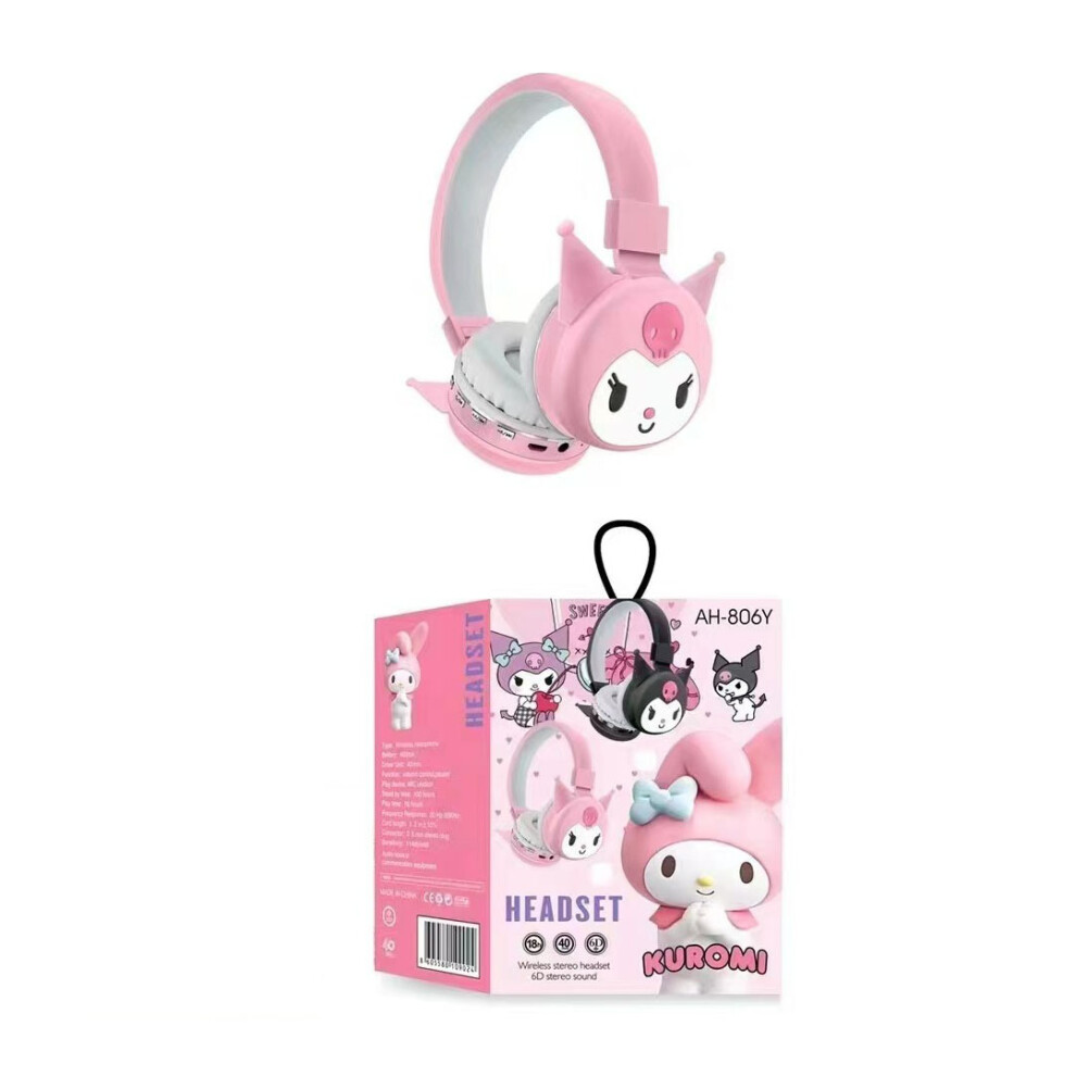 (Kulomi ) Kids Headset Cartoon Wireless Bluetooth Headphones Pink 6216101309162