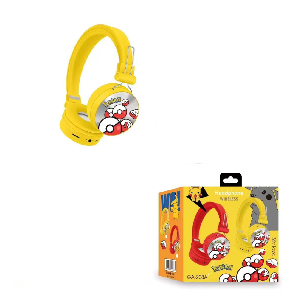 (Pokemon ) Kids Headset Cartoon Wireless Bluetooth Headphones Yellow 6216101309254