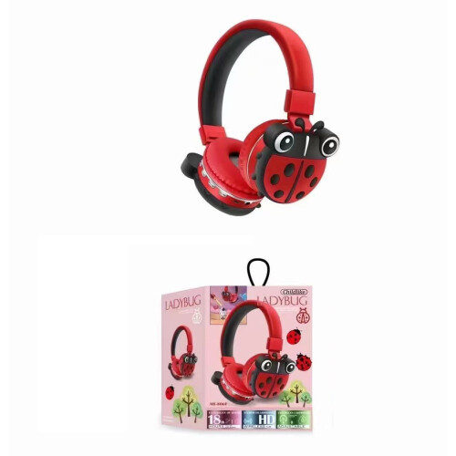 (ladybug Red) Kids Headset Cartoon Wireless Bluetooth Headphones