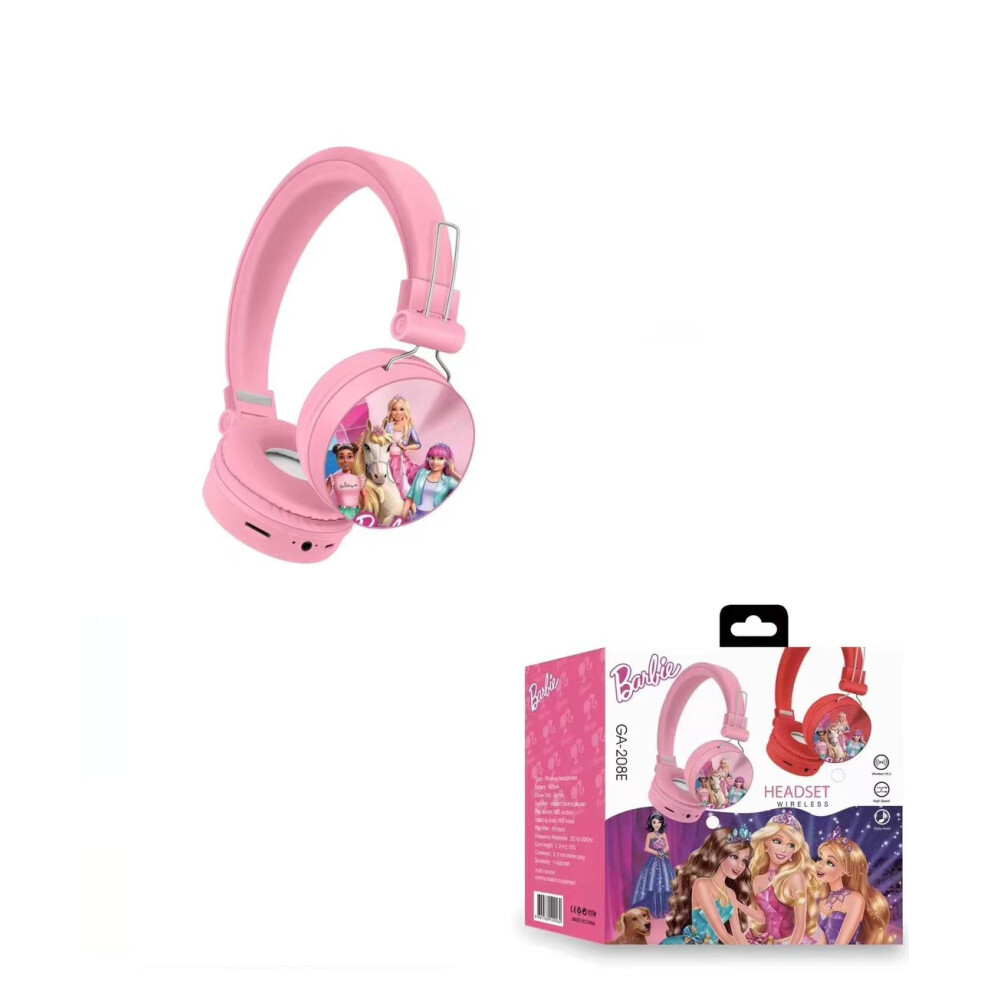 (Barbie ) Kids Headset Cartoon Wireless Bluetooth Headphones Pink 6216101309292