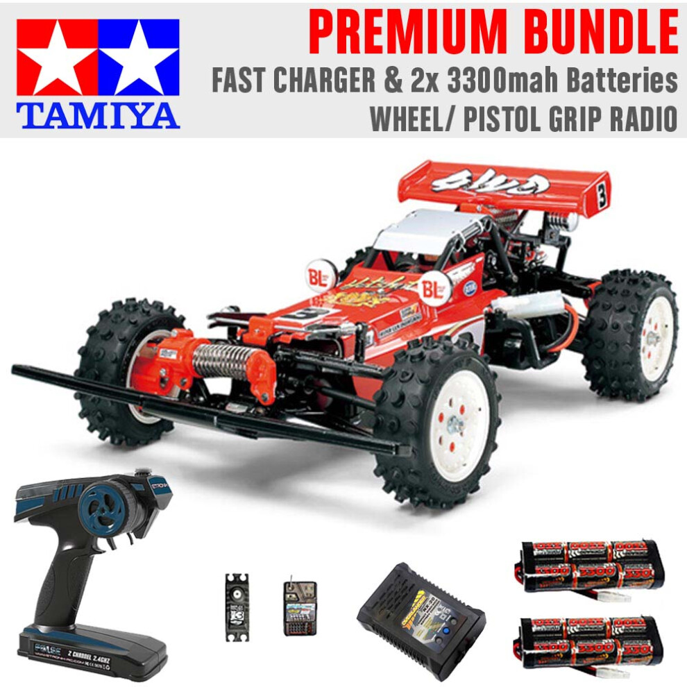 TAMIYA RC 58391 Hot Shot 2007 1:10 Premium Wheel Radio Bundle