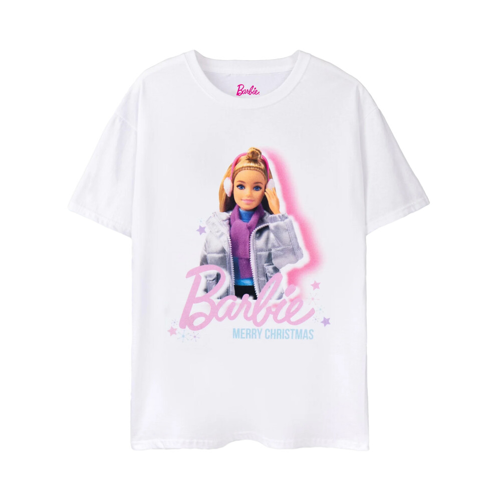 (XL, White) Barbie Womens/Ladies Christmas T-Shirt