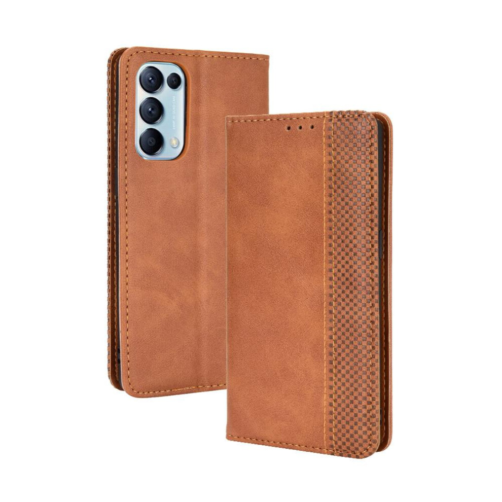 (Brown) Case For Oppo Find X3 Lite Wallet Pu Leather Magnetic Closure Brown 764499972490