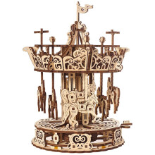 Modelo 3D de madeira UGEARS - Carrossel de quebra-cabeça adulto - Construção mecânica em madeira