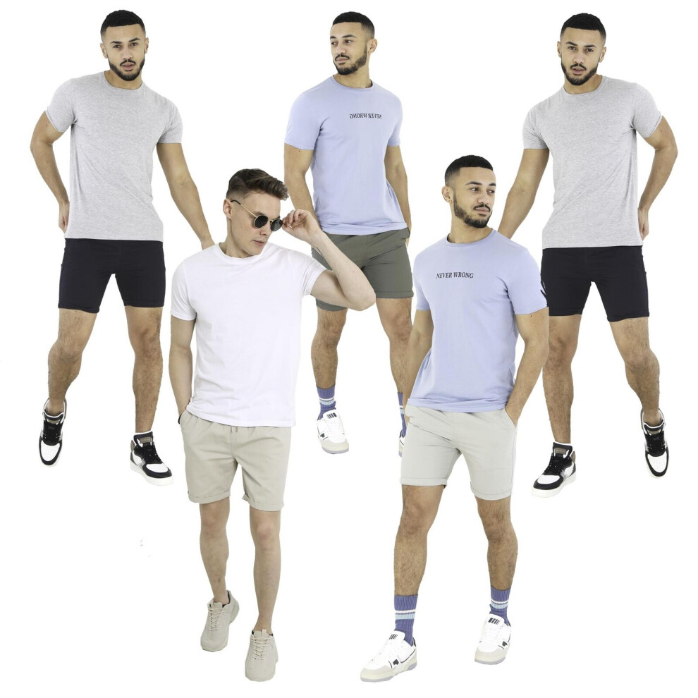 (Grey, Paul, XL) Mens Brave Soul Shorts Cotton Twill Summer Casual Pull On  Above Knee Short