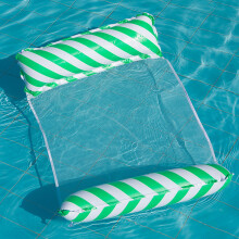 (Green) Adult Striped Inflatable Water Hammock Leisure Foldable With Mesh Floating Row