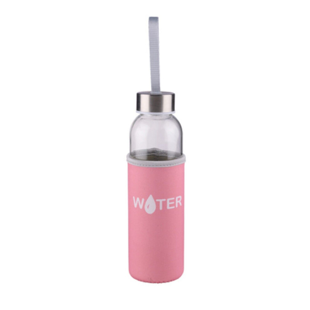 (Glass Water Bottle 500ml Sports Gym Travel Drinks Motivational Protective Sleeve) Glass Water Bottle 500ml Sports Gym Travel Drinks