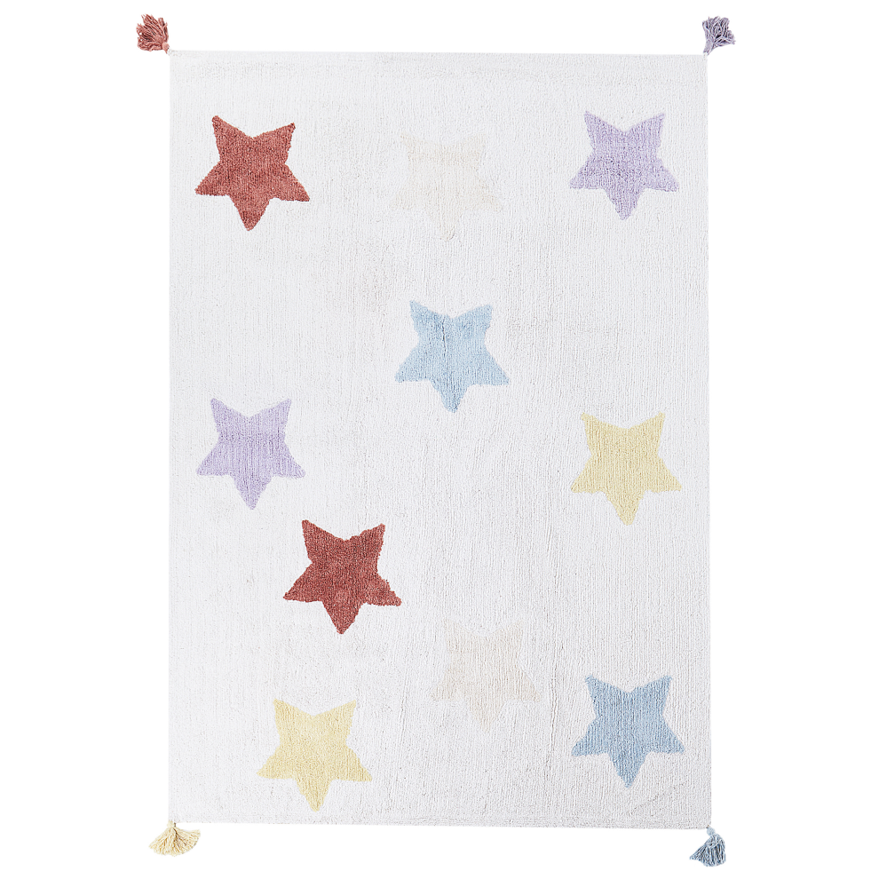 Cotton Kids Area Rug Stars Print 140 x 200 cm Multicolour MEREVI