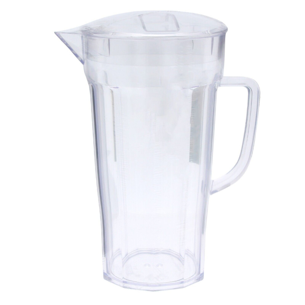 Plastic Juice Jug Serving Pitcher Lid Water Cocktail Drinks Clear 2.5L