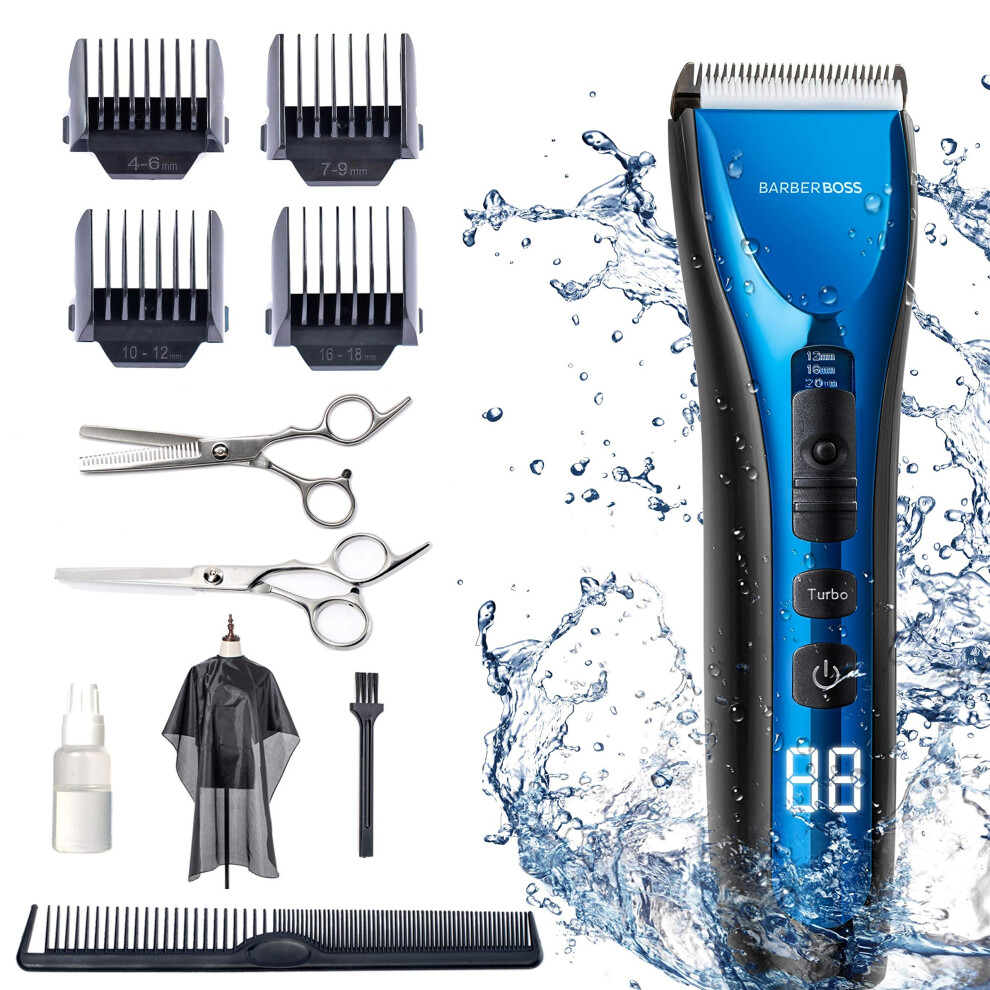 Barberboss Professional Hair Trimmer, Beard Trimmer, Shaver for Men & Boys, Waterproof, Cordless, Rechargeable Hair Trimmer, LED Display