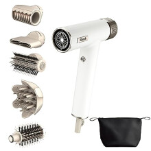 Shark SpeedStyle Hair Dryer & RapidGloss Finisher with Storage Bag, 5 Stylers, for All Hair Types, Ultra Fast Drying, Smooths Flyaways, Silk HD352UK