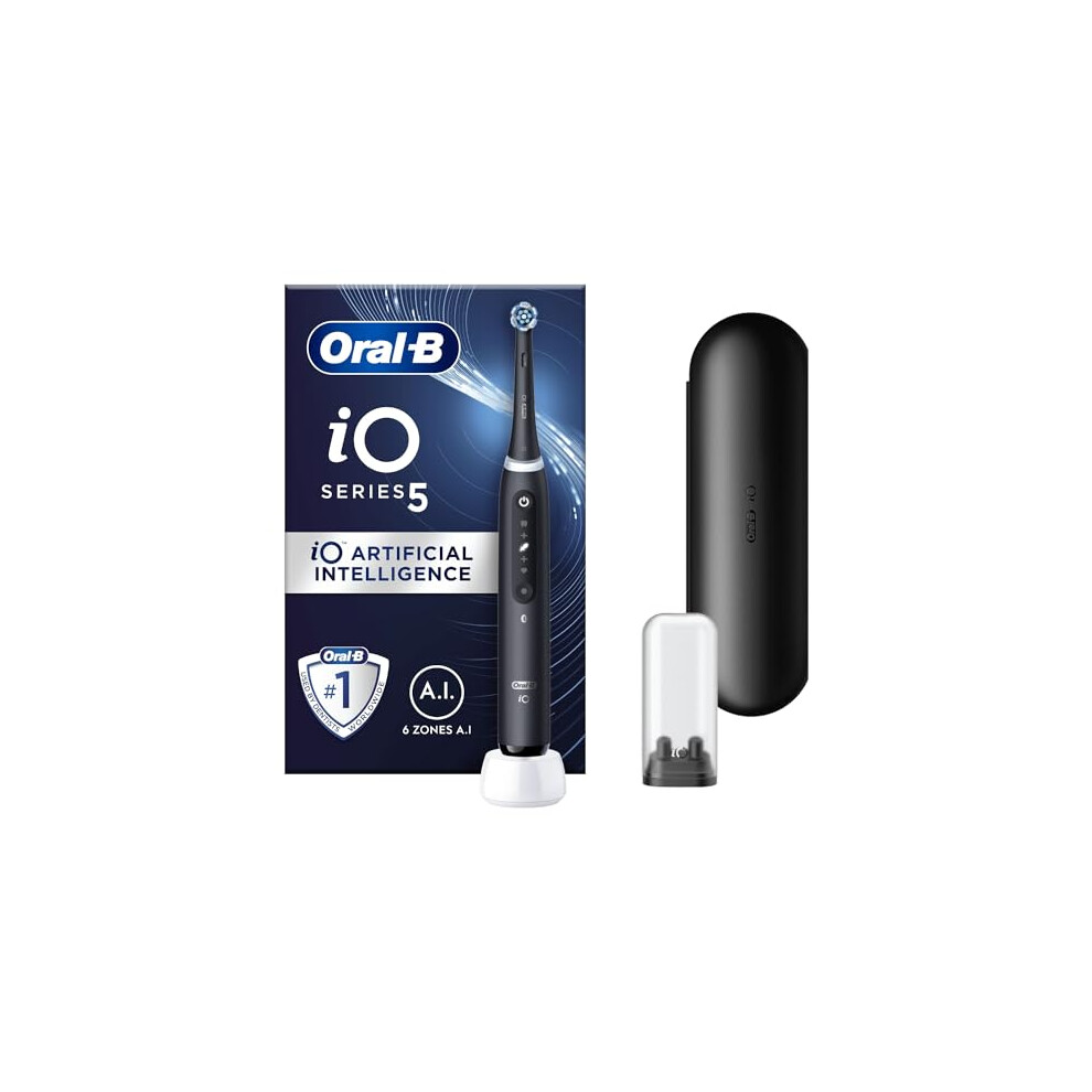 Oral-B Io5 Electric Toothbrushes For Adults, Gifts For Women / Men, 1 Toothbrush Head & Travel Case, 5 Modes With Teeth Whitening Black