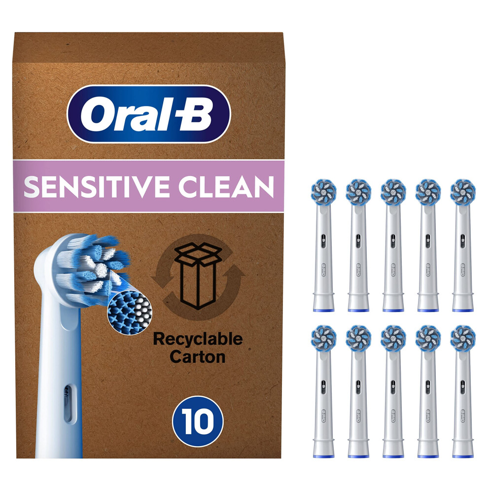 Oral-B Pro Sensitive Clean Electric Toothbrush Head, X-Shaped & Extra Soft Bristles For Gentle Brushing & Plaque Removal, Pack of 10 Toothbrush Heads