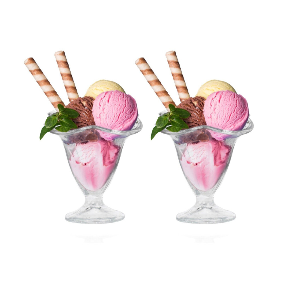 (Sundae Glasses Knickerbocker Glory Dessert Ice Cream Bowls Cocktail Cups 2/4x) Sundae Glasses Knickerbocker Glory Dessert Ice Cream Bowls Cocktail Cu