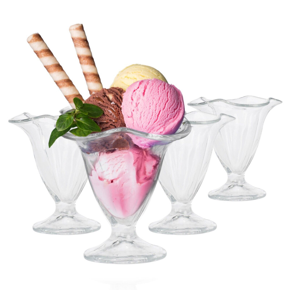 (Set of 4) Sundae Glasses Knickerbocker Glory Dessert Ice Cream Bowls Cocktail Cups 2/4x