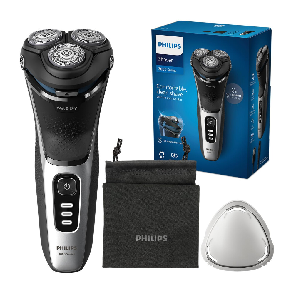 Philips Electric Shaver 3000 Series - Wet & Dry Electric Shaver for Men with SkinProtect Technology, Pop-up Beard Trimmer(Model S3241/12)