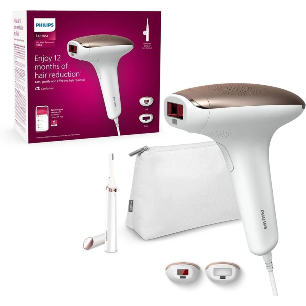 Philips Lumea IPL Hair Removal Advance - Hair Removal Device with Satin Compact Pen Trimmer, 2 Attachments for Body and Face