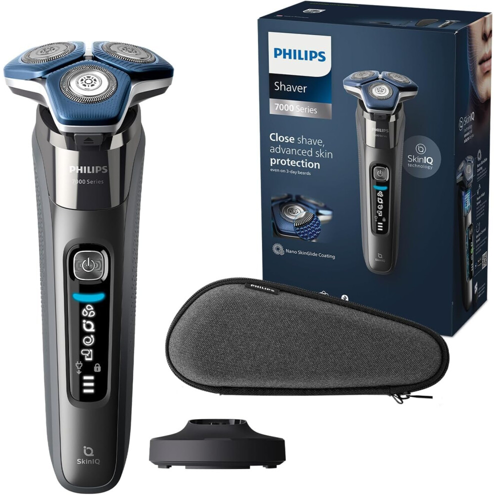 Philips Shaver Series 7000 - Wet & Dry Mens Electric Shaver with SkinIQ Technology, Pop-up Trimmer, Charging Stand, Travel Case  (Model S7887/35)