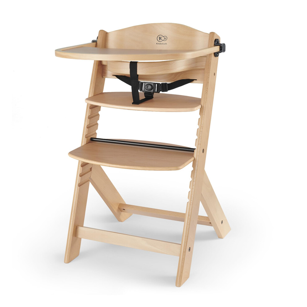 Wooden Highchair 3 In 1 Enock, Multifunctional Baby Chair, Ajustable Heigh And Footrest, Safety Harness, With Detachable Tra Kinderkraft