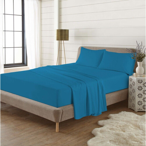 (Small Double, Teal) Thermal Flannelette Brushed Cotton Fitted Sheets