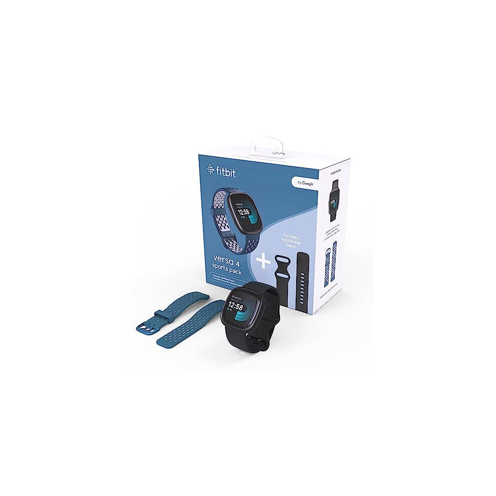 Fitbit Versa 4 Bundle (With Sports Band) Fitness Smartwatch with built-in GPS and up to 6 days battery life - compatible with Android and iOS.