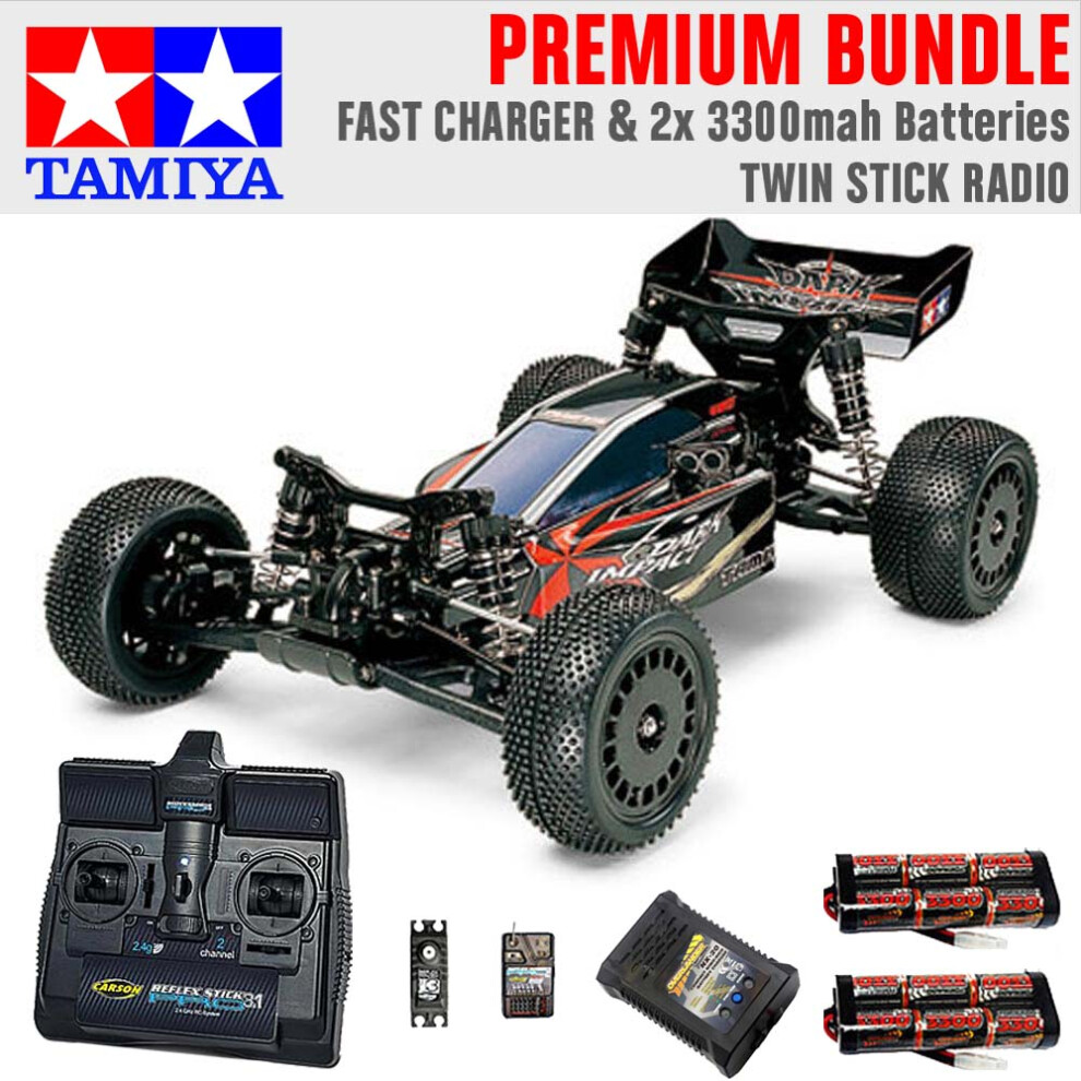 TAMIYA RC 58370 Dark Impact 4WD 1:10 Premium Stick Radio Bundle