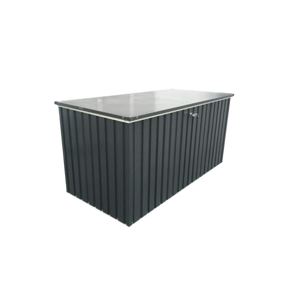 Duramax Cushion Box 1.9 (1450) with Hydraulic Gas Cylinder & Padlock Eye, Metal Deck Box, Heavy Duty Storage Box - Anthracite with Off-White Trimmings