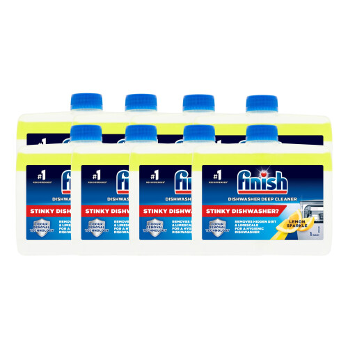 Finish Finish Dishwasher Machine Cleaner | Lemon | Pack of 8, 250ml Each |Deep Cleans and Helps to prolong life of your dishwasher