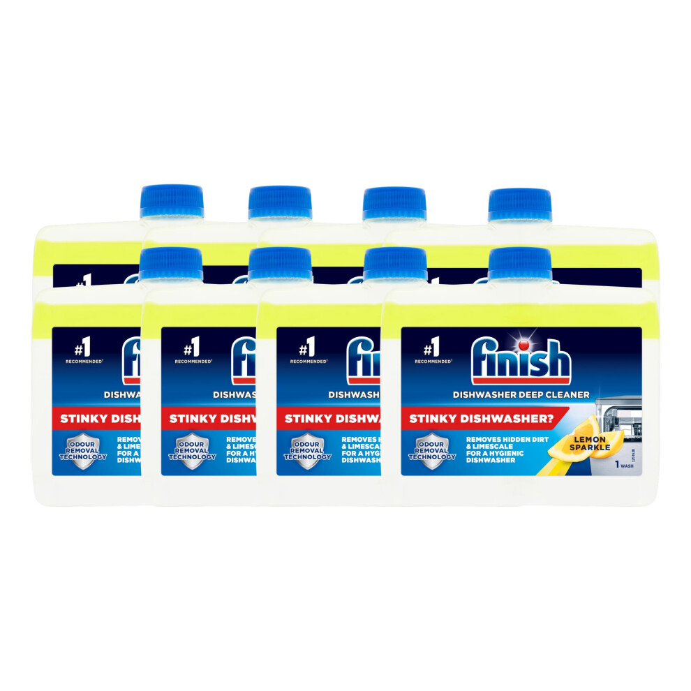 Finish Dishwasher Machine Cleaner | Lemon | Pack of 8, 250ml Each |Deep Cleans and Helps to prolong life of your dishwasher