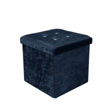 (1 Seat (38x38x38cm), Navy) Folding Velvet Storage Box Toy Cloth Organizer Box