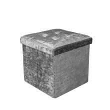 (1 Seat (38x38x38cm), Silver) Folding Velvet Storage Box Toy Cloth Organizer Box